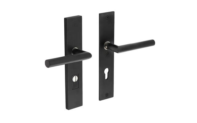 Intersteel Veiligheidsbeslag rechthoekig met kerntrekbeveiliging profielcilindergat mat zwart 55 mm achterdeurbeslag