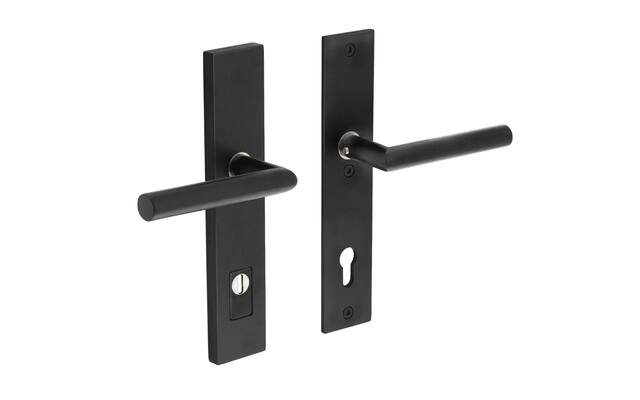 Intersteel Veiligheidsbeslag rechthoekig met kerntrekbeveiliging profielcilindergat mat zwart 92 mm achterdeurbeslag