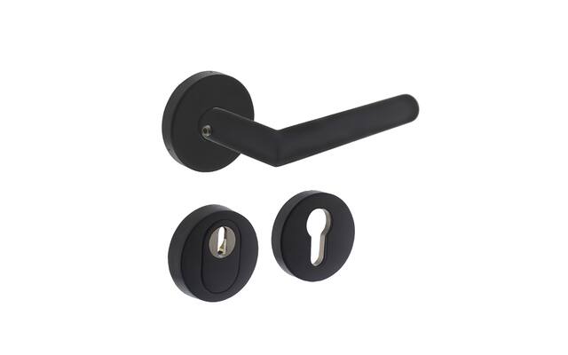 Intersteel Set achterdeurbeslag rond SKG*** met kerntrekbeveiliging rvs zwart