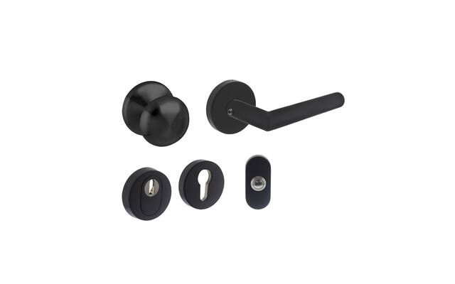 Intersteel Basis voordeurset veiligheidsbeslag SKG*** rond rvs zwart met kerntrekbeveiliging