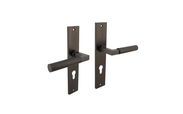 Intersteel Deurkruk Bau-Stil op schild 245x45 mm profielcilindergat 72 mm antracietgrijs