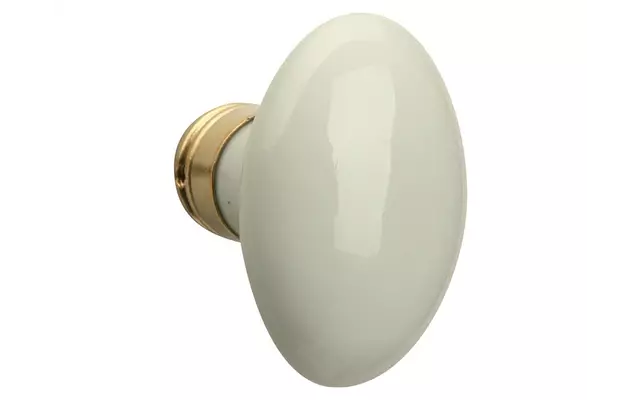 Knopkruk Evelyne Ovaal Ivoor Porselein en messing 65x42mm