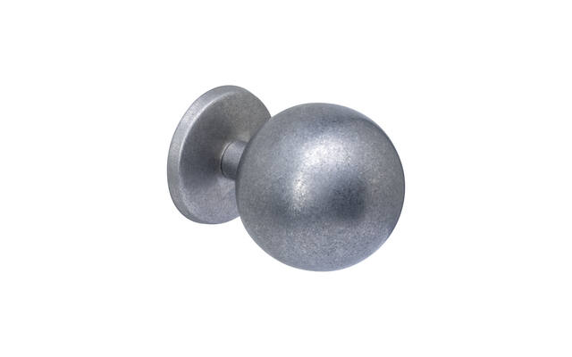 Intersteel Voordeurknop bol 75mm op achterplaat 66mm eenzijdige montage rvs getrommeld