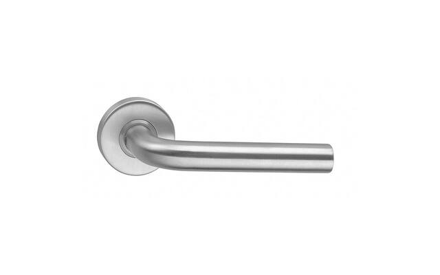 Intersteel Deurkruk Recht geveerd op rozet 53x10 mm met ring rvs geborsteld