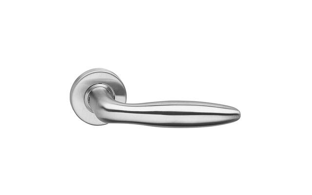 Intersteel Deurkruk Jupiter geveerd op rozet 53x10 met ring rvs geborsteld