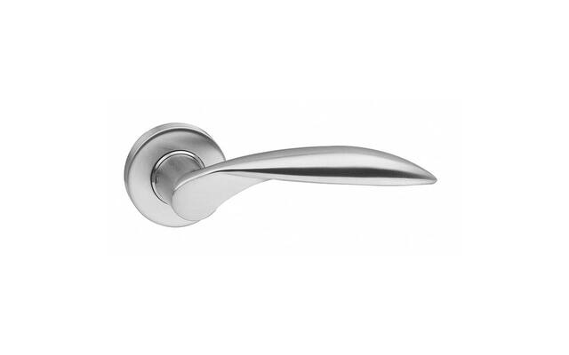 Intersteel Deurkruk Massief afgerond geveerd op rozet 53x10 met ring rvs geborsteld