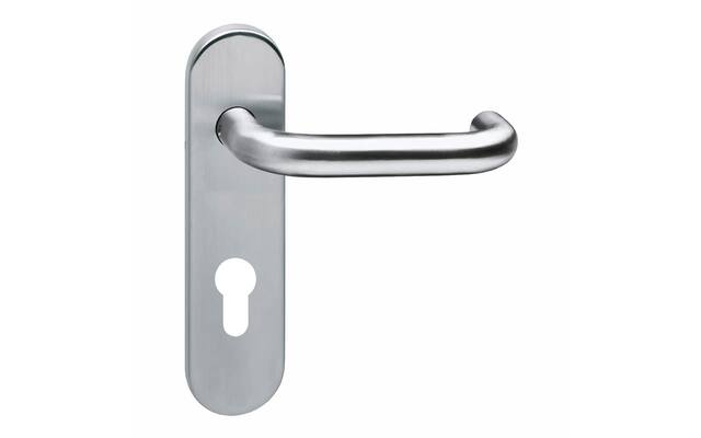 Intersteel Deurkruk Rond brandvertragend 9mm op kortschild profielcilindergat 72 mm rvs
