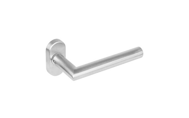 Intersteel Deurkruk Hoek 90° op ovaal rozet rvs geborsteld