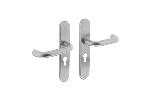Intersteel Deurkruk Rond op op schild profielcilindergat 55 mm rvs geborsteld