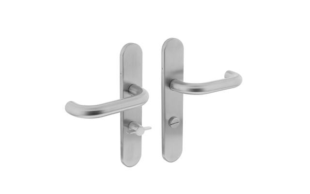 Intersteel Deurkruk Rond op langschild toilet-/badkamersluiting 63 mm rvs geborsteld