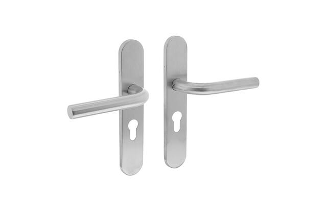 Intersteel Deurkruk Recht op verdekt schild profielcilindergat 55 mm rvs geborsteld
