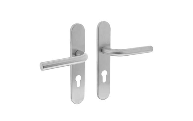 Intersteel Deurkruk Recht op schild profielcilindergat 72 mm rvs geborsteld