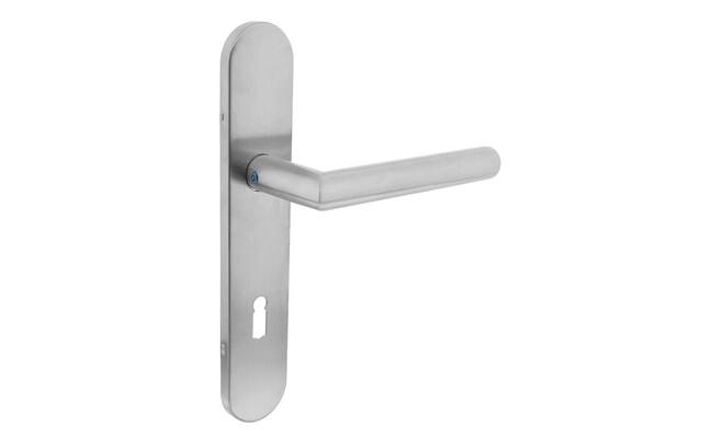 Intersteel Deurkruk Hoek 90° op op schild sleutelgat 72 mm rvs geborsteld