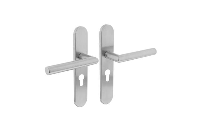 Intersteel Deurkruk Hoek 90° op op schild profielcilindergat rvs geborsteld