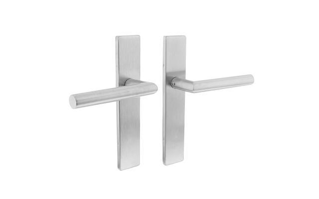 Intersteel Deurkruk Hoek 90° op rechthoekig schild blind rvs geborsteld