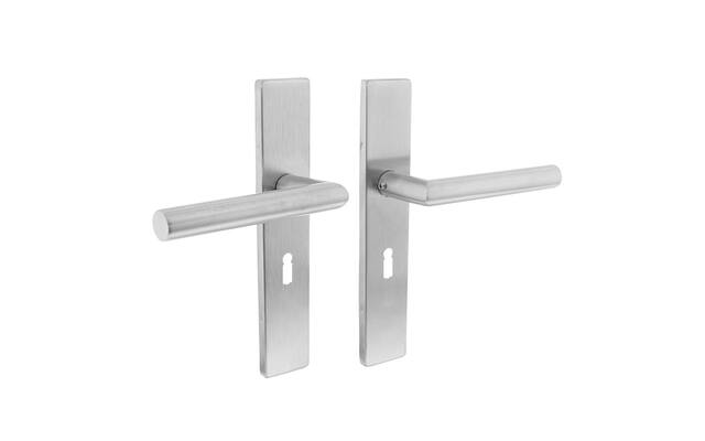 Intersteel Deurkruk Hoek 90° op rechthoekig schild sleutelgat 56 mm rvs geborsteld