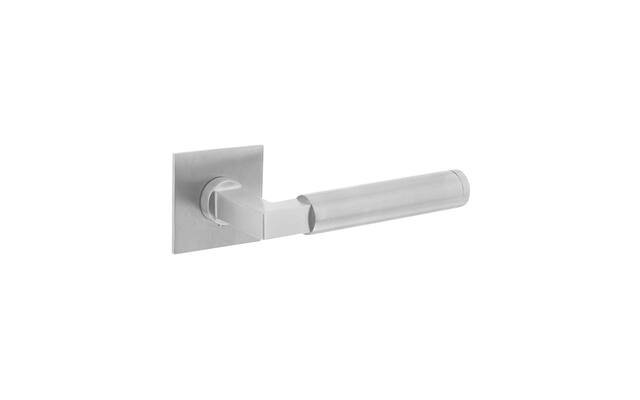Intersteel Deurkruk Bau-stil op vierkant magneet rozet rvs geborsteld