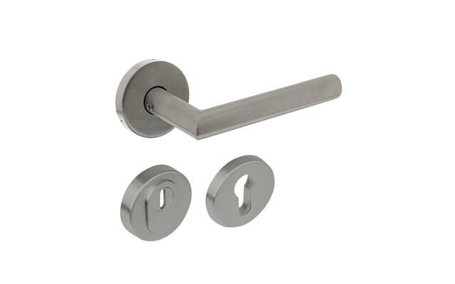 Intersteel Set achterdeurbeslag rond SKG*** met kerntrekbeveiliging rvs geborsteld