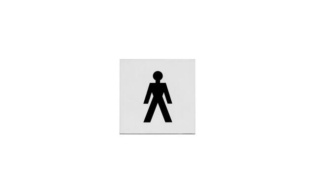 Intersteel Pictogram herentoilet zelfklevend vierkant RVS
