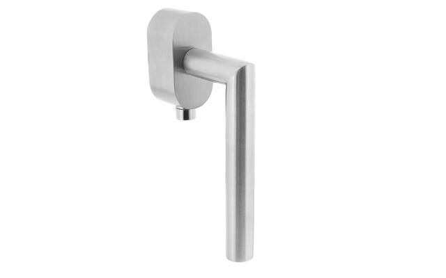 Intersteel Afsluitbare raamkruk hoek 90 op ovale rozet met stift 35mm rvs geborsteld SKG***