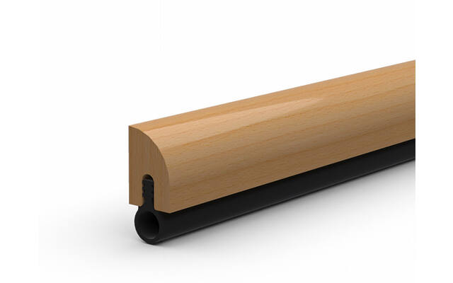 Tochtstrip Beukenhout opbouw HTS 230 cm met siliconen afdichting