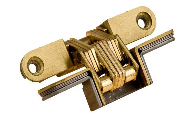 Onzichtbaar SOSS scharnier vermessingd 60x13,  minimale deurdikte 14mm