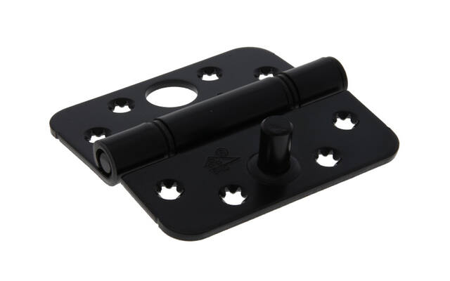 Veiligheidsscharnier Zwart 89x89mm SKG 3-sterren draagvermogen 140kg met ronde hoek