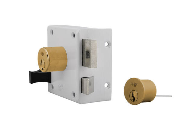 Oplegcilinderslot met losse Messing cilinder SKG2 Din links Doornmaat 50mm DR1, inclusief 3 sleutels
