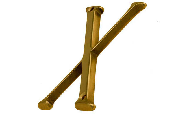 Huisletter Messing Letter X klassiek 80 mm