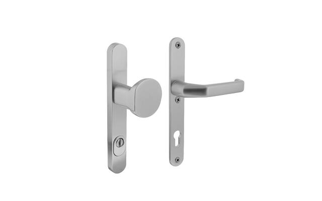 Intersteel Veiligheidsbeslag smal SKG*** greep/kruk profielcilinder 92 mm met kerntrekbeveiliging aluminium