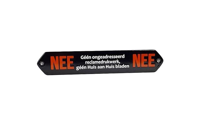 Reclamedrukwerk bordje Zwart emaille NEE/NEE