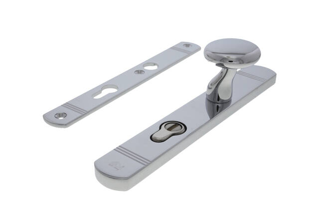Veiligheidsgarnituur kerntrek Chroom met knop PC72 SKG3 Art Deco