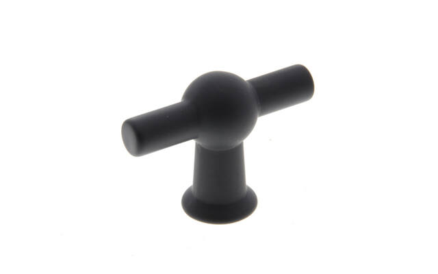 Meubelknop Mat zwart T-model bolder