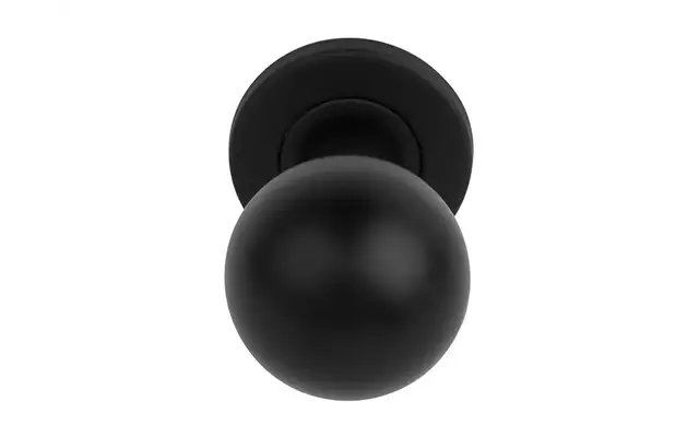 Voordeurknop Zwart Rond 50 mm Draaibaar op Rozet – LB501D