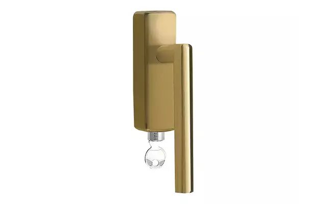 Draaikiep raamkruk Mat Goud PVD Afsluitbaar LB2-DKLOCK-O