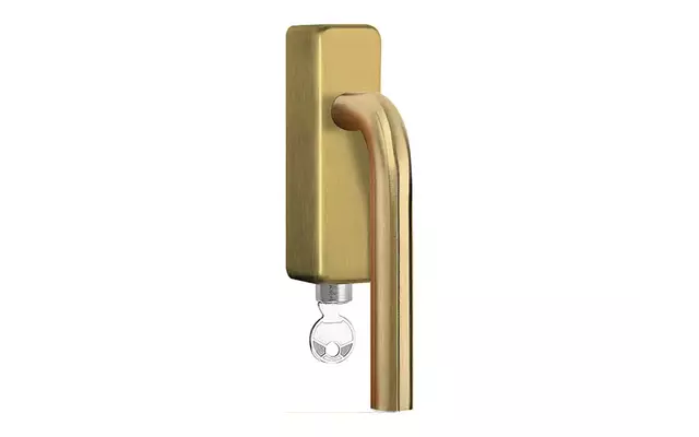 Draaikiep raamkruk Mat Goud PVD Afsluitbaar LB3-DKLOCK-O