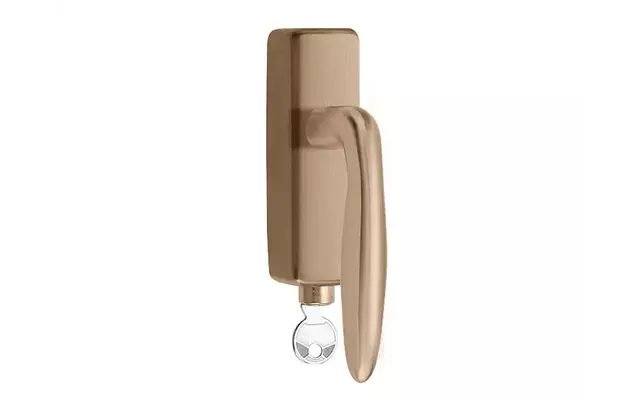 Draaikiep raamkruk licht brons PVD Afsluitbaar LB18H-DKLOCK-O
