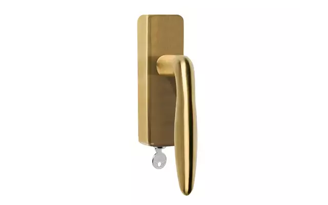 Draaikiep raamkruk Mat Goud PVD Afsluitbaar LB18H-DKLOCK-O