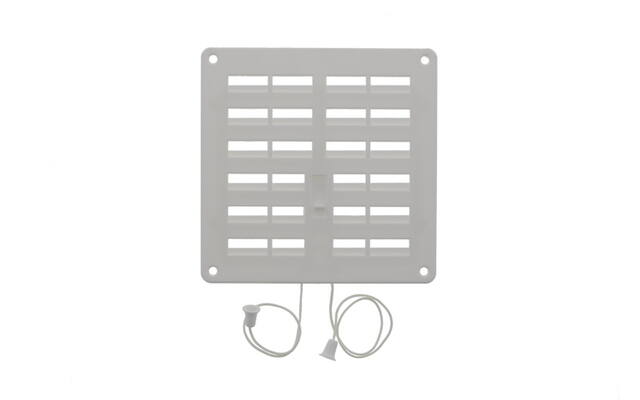 Ventilatierooster Wit kunststof 160x160mm afsluitbaar met trekkoord