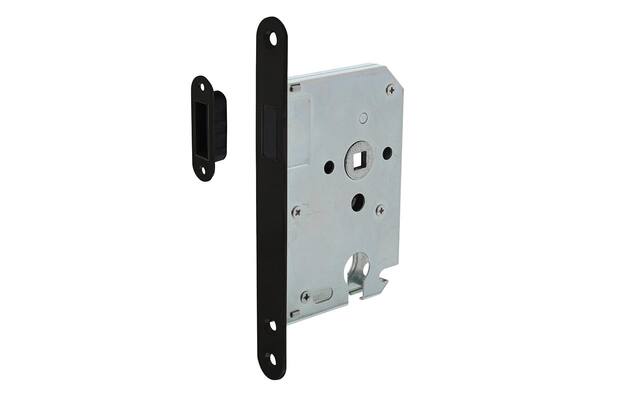 Intersteel Woningbouw magneet cilinder dag- en nachtslot 55mm, voorplaat afgerond zwart