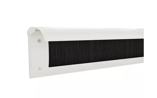 Tochtklep Wit RAL9010 kunststof houder, metalen klep Luxe met borstel
