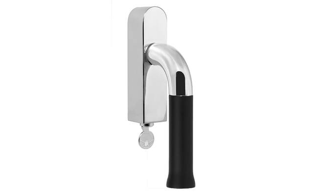 Draaikiep raamkruk RVS gepolijst/zwart Nour EV101 afsluitbaar Edward van Vliet 164mm