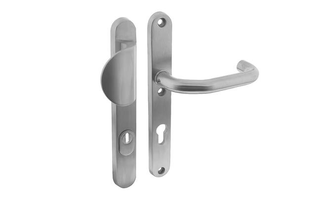 Intersteel Veiligheidsbeslag SKG*** profielcilindergat 72 mm met kerntrekbeveiliging smalschild ovaal voordeurbeslag RVS