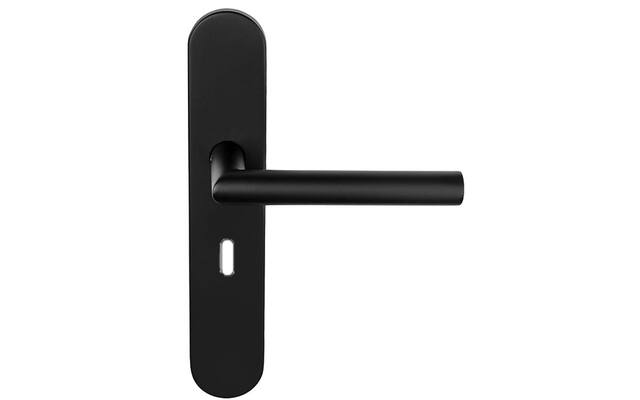 Deurkruk Zwart Basics LB2-19P13 geveerd op schild SL56