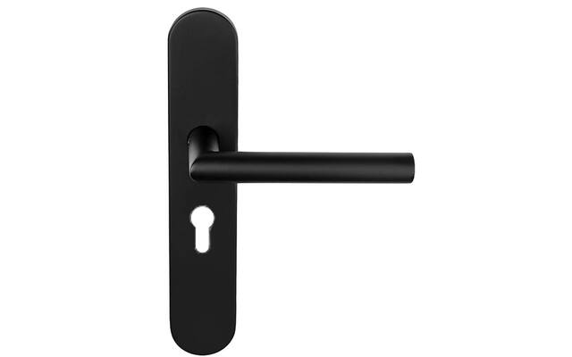 Deurkruk Zwart Basics LB2-19P13 geveerd op schild PC55