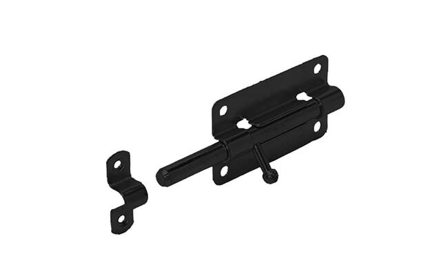 Plaatgrendel Zwart 80x50mm Uitslag pen 40mm, pen 10mm dik