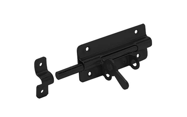 Hangslotgrendel Zwart 100x52mm Uitslag pen 35mm, pen 10mm dik