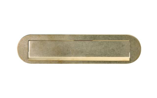 Briefplaat Ovaal Mi Satori Messing antiek