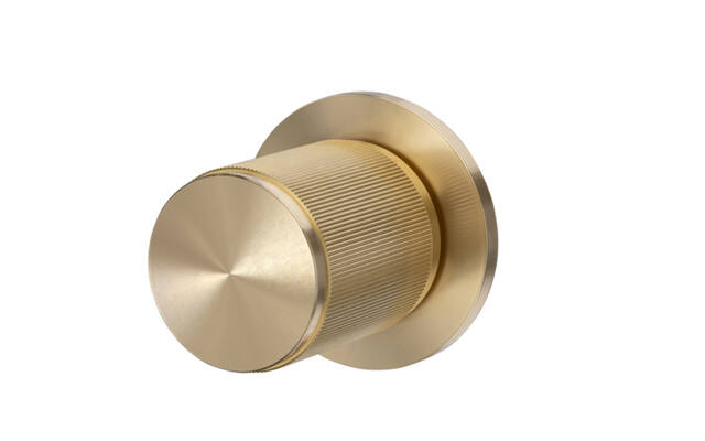 Knopkruk Linear Messing stripe milled op ronde rozet Rond 40mm