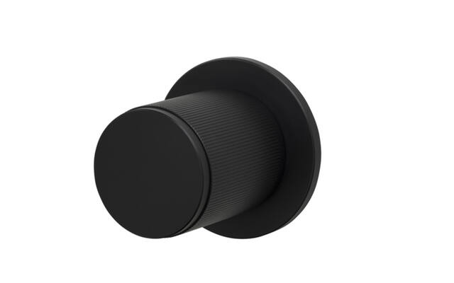 Knopkruk Linear Zwart stripe milled op ronde rozet Rond 40mm